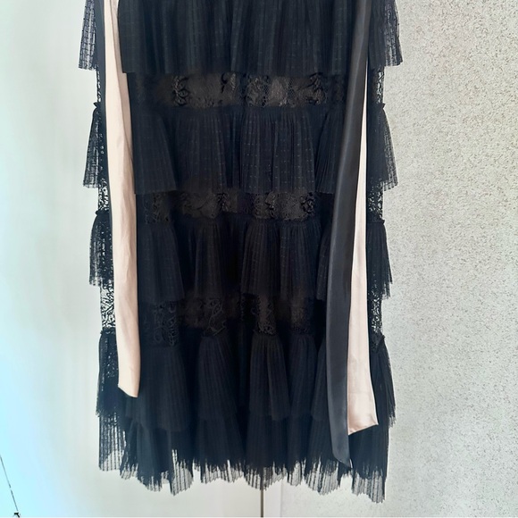 BCBGMaxAzria Strapless Black Ruffle Tiered Babydoll Maxi Dress - Picture 6 of 7